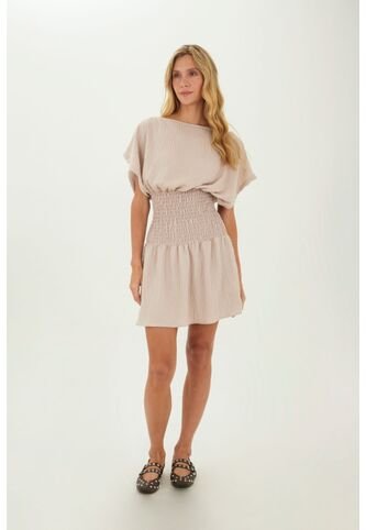 Vestido Corto Phoebe Beige Mercedes Campuzano Mercedes Campuzano