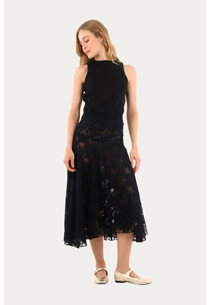 Falda Larga Samantha Negro Mercedes Campuzano