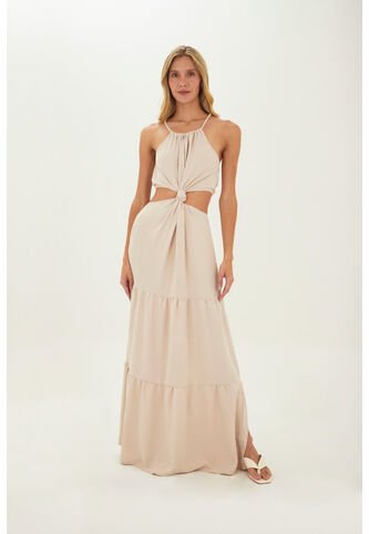 Vestido Largo Sophie Beige Mercedes Campuzano Mercedes Campuzano