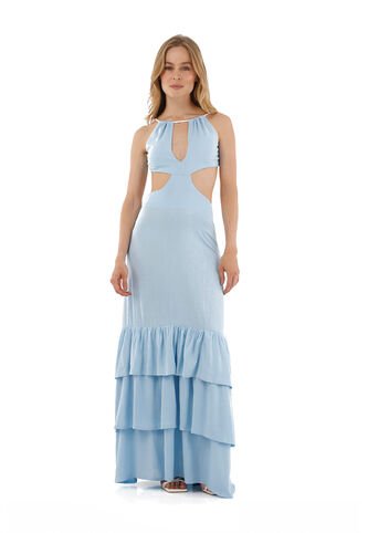 Vestido Largo Rue Azul Claro Mercedes Campuzano Mercedes Campuzano