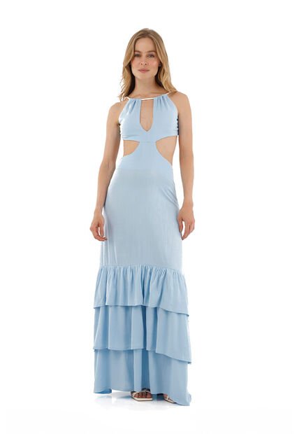 Vestido Largo Rue Azul Claro Mercedes Campuzano