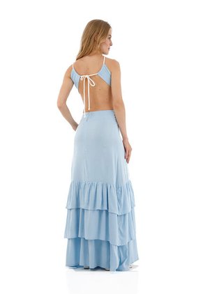 Vestido Largo Rue Azul Claro Mercedes Campuzano