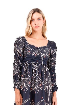 Vestido Corto Sailing Palmeras Negro Mercedes Campuzano