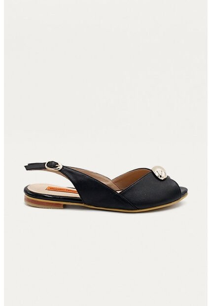 Sandalia Plana Lua Negro Mercedes Campuzano