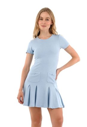 Vestido Corto Amelie Azul Claro Mercedes Campuzano