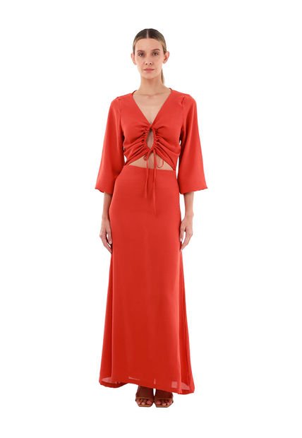 Vestido Largo Angelina Terracota Mercedes Campuzano