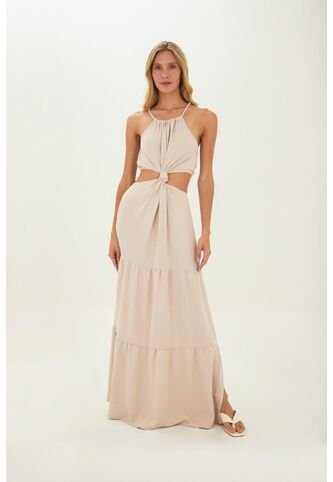 Vestido Largo Sophie Beige Mercedes Campuzano Mercedes Campuzano