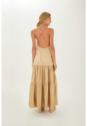 Vestido Largo Luzia Beige Mercedes Campuzano