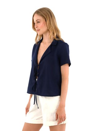 Camisa Cabo Azul Oscuro Mercedes Campuzano