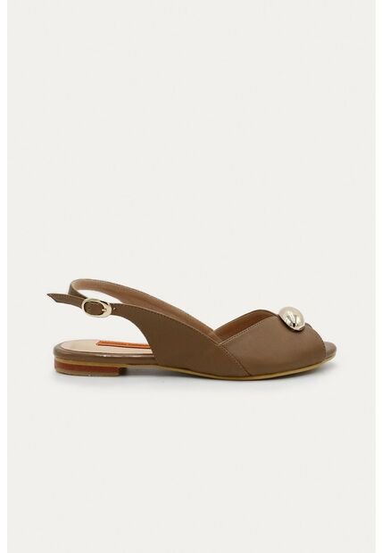 Sandalia Plana Lua Toupe Mercedes Campuzano