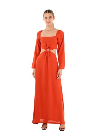 Vestido Largo  Aura Terrracota Mercedes Campuzano Mercedes Campuzano