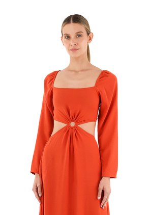 Vestido Largo Aura Terracota Mercedes Campuzano