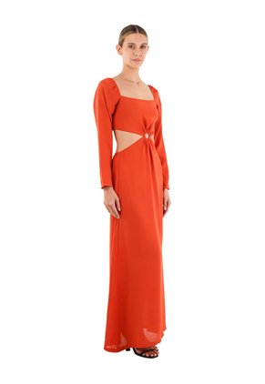 Vestido Largo Aura Terracota Mercedes Campuzano