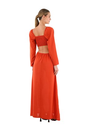 Vestido Largo Aura Terracota Mercedes Campuzano