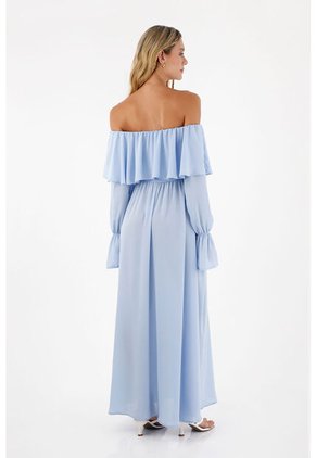 Vestido Largo Elle Azul Claro Mercedes Campuzano