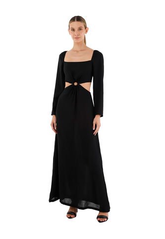 Vestido Largo Aura Negro Mercedes Campuzano Mercedes Campuzano