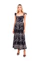 Vestido Largo Flora Palmeras Negro Mercedes Campuzano de Mercedes Campuzano
