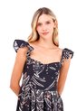 Vestido Largo Flora Palmeras Negro Mercedes Campuzano de Mercedes Campuzano