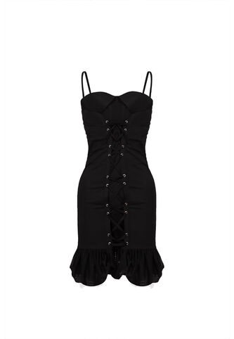 Vestido Corto  Angelie Negro Mercedes Campuzano Mercedes Campuzano