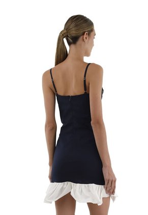 Vestido Corto Angelie Azul Oscuro Mercedes Campuzano