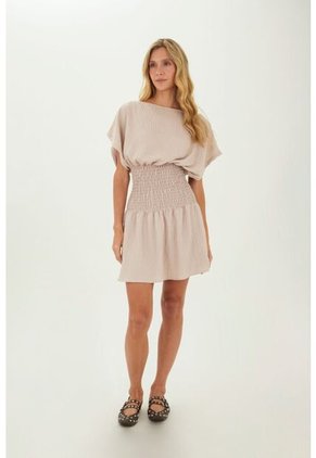 Vestido Corto Phoebe Beige Mercedes Campuzano