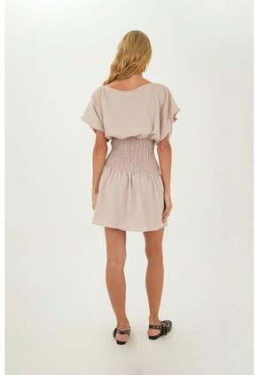 Vestido Corto Phoebe Beige Mercedes Campuzano