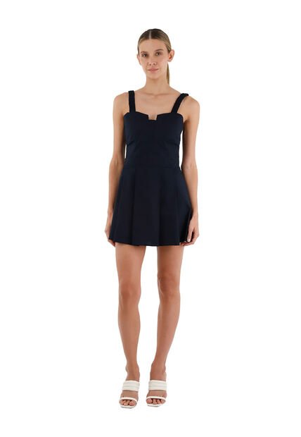 Vestido Corto Dannia Azul Oscuro Mercedes Campuzano