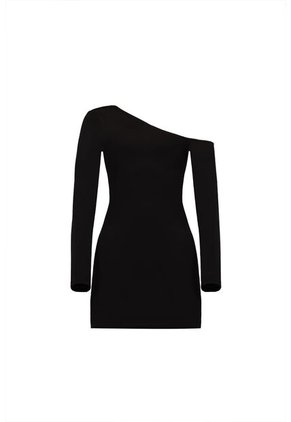 Vestido Corto Celeste Negro Mercedes Campuzano