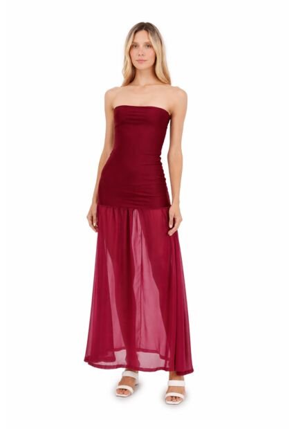 Vestido Largo Lunette Cherry Mercedes Campuzano
