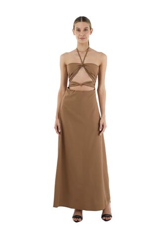 Vestido Largo Delphine Toupe Mercedes Campuzano Mercedes Campuzano