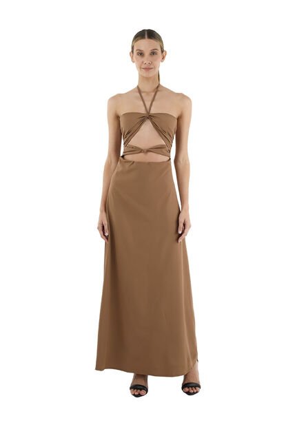 Vestido Largo Delphine Toupe Mercedes Campuzano