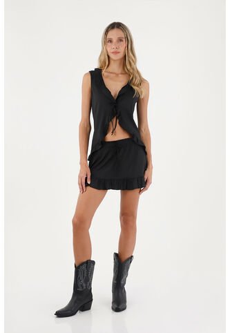 Falda Corta Amanecer Negro Mercedes Campuzano Mercedes Campuzano