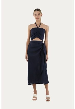 Falda Larga Giselle Azul Oscuro Mercedes Campuzano