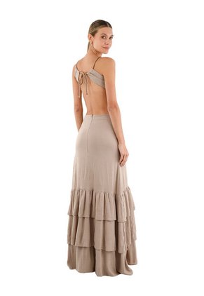 Vestido Largo Rue Toupe Mercedes Campuzano