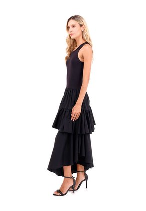 Vestido Largo Fuego Negro Mercedes Campuzano