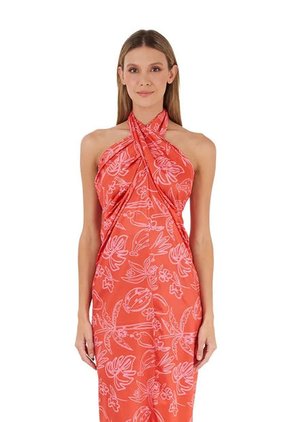 Vestido Largo Tropico Estampado Coral Mercedes Campuzano
