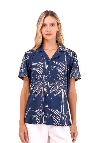 Camisa Wonder Palmeras Azul Mercedes Campuzano Mercedes Campuzano