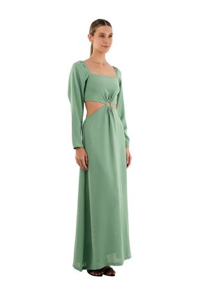 Vestido Largo Aura Verde Oscuro Mercedes Campuzano