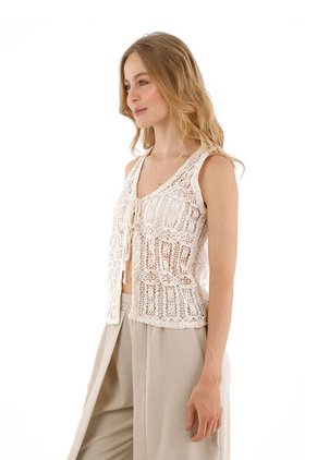 Chaleco Lira Beige Mercedes Campuzano