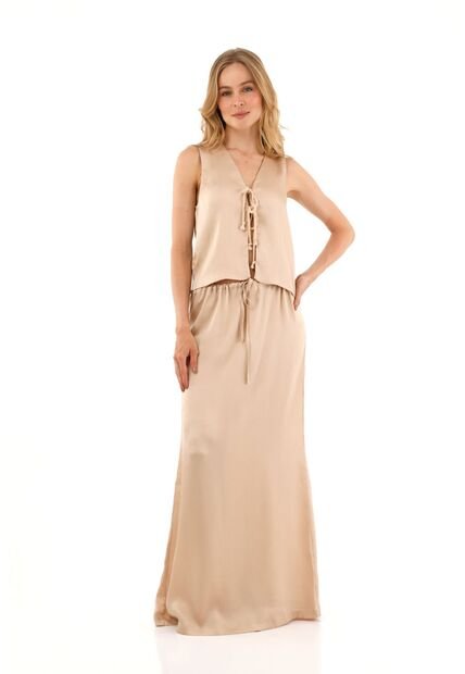 Falda Larga Brigitte Beige Mercedes Campuzano