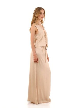 Falda Larga Brigitte Beige Mercedes Campuzano