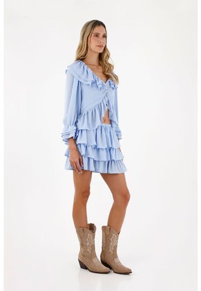 Camisa Libertad  Azul Claro Mercedes Campuzano