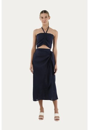 Falda Larga Giselle Azul Oscuro Mercedes Campuzano