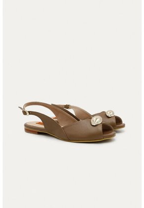 Sandalia Plana Lua Toupe Mercedes Campuzano