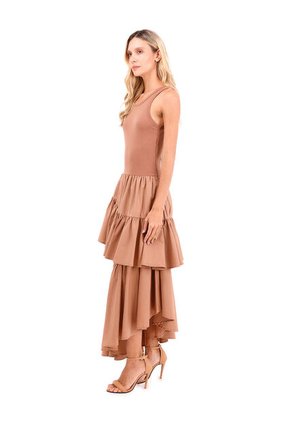 Vestido Largo Fuego Toupe Mercedes Campuzano
