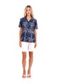 Camisa Wonder Palmeras Azul Mercedes Campuzano de Mercedes Campuzano