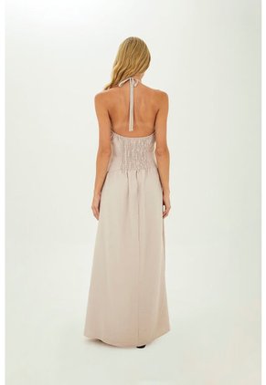 Vestido Largo Leah Beige Mercedes Campuzano