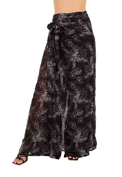 Falda Larga Glory Estampado Negro Mercedes Campuzano