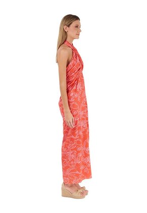 Vestido Largo Tropico Estampado Coral Mercedes Campuzano