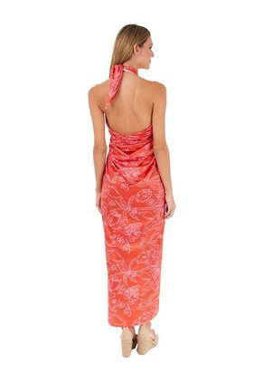 Vestido Largo Tropico Estampado Coral Mercedes Campuzano